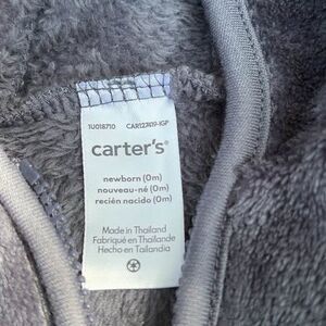 Carter’s Newborn Grey Plush Fleece Hooded Zip Up Jacket Pants Set 2Pc Size 0M